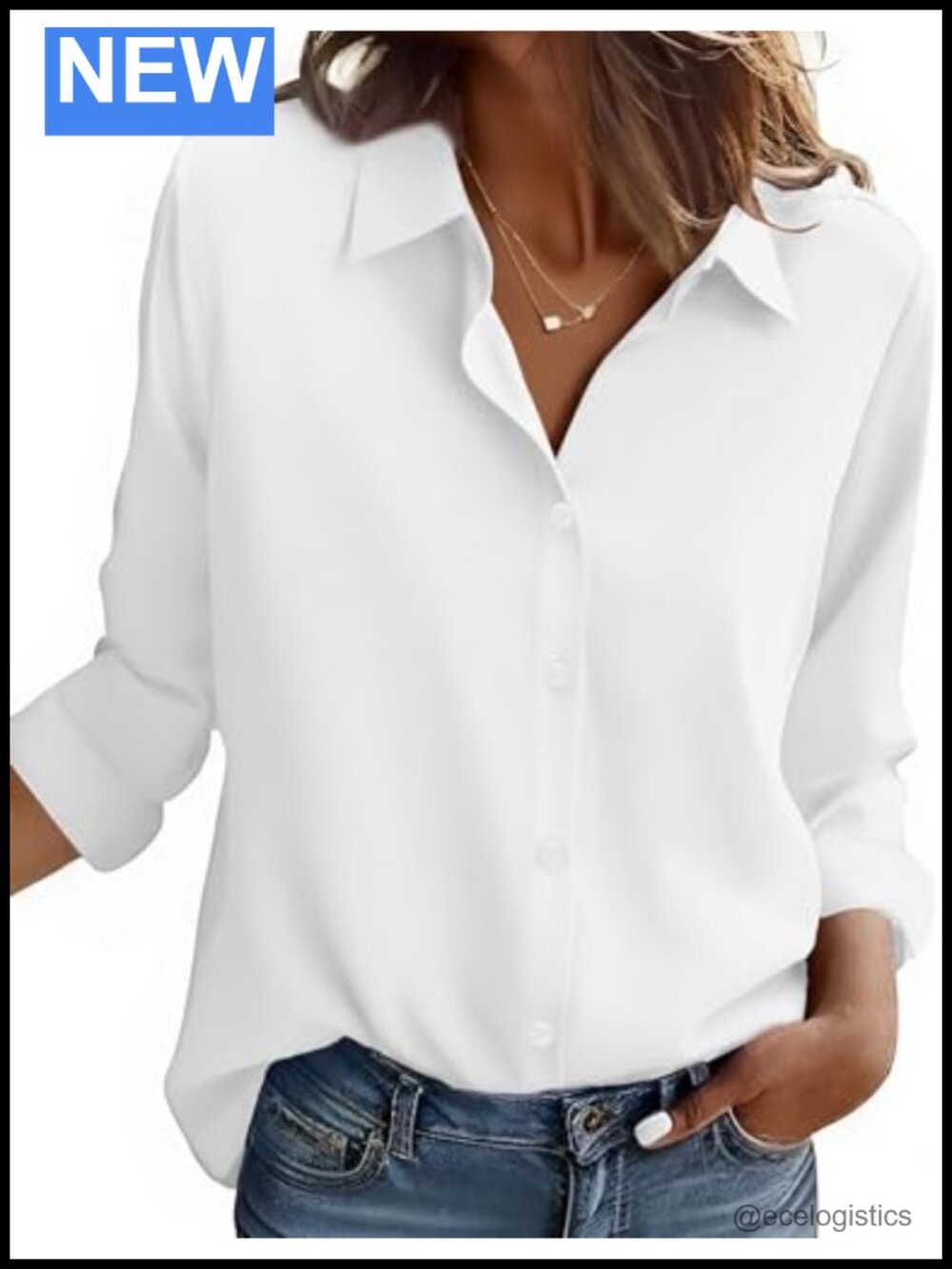 Long Sleeve Button Down Shirt Blouse Stain Shield Wrinkle Free Work Tops